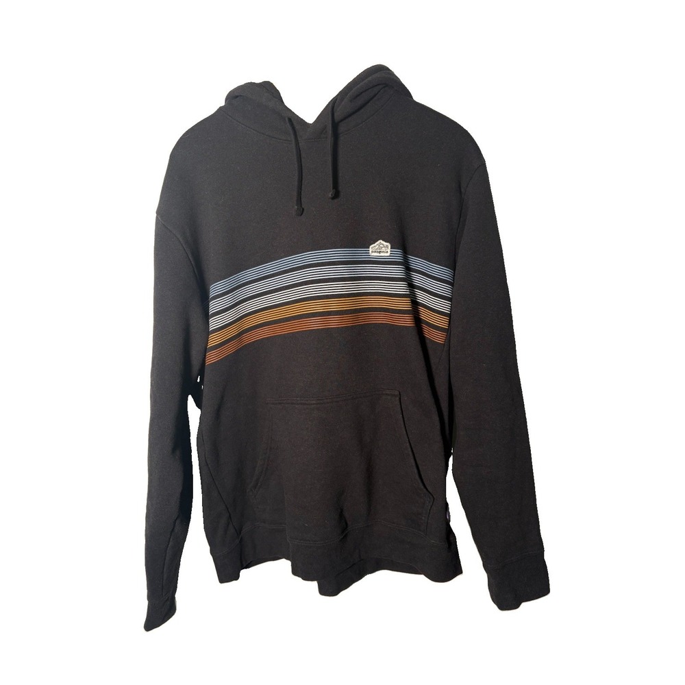 Patagonia Men's Line Logo Ridge Stripe Uprisal Hoody Black Size L Pullover